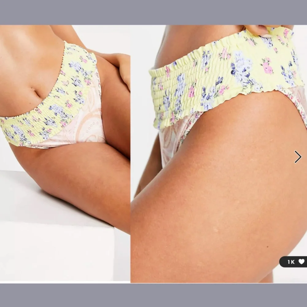 NWT River Island [ 10 US ] Mixed‎ Floral High Rise Bikini bottoms in Yellow